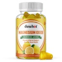 Magnésio Óxido Gummies 400mg, Magnésio Óxido Chewable Suplemento para Adultos e Crianças, Nervo, Músculo, Osso e Coração Suporte, Não OGM, Pectina, Vegan, 60