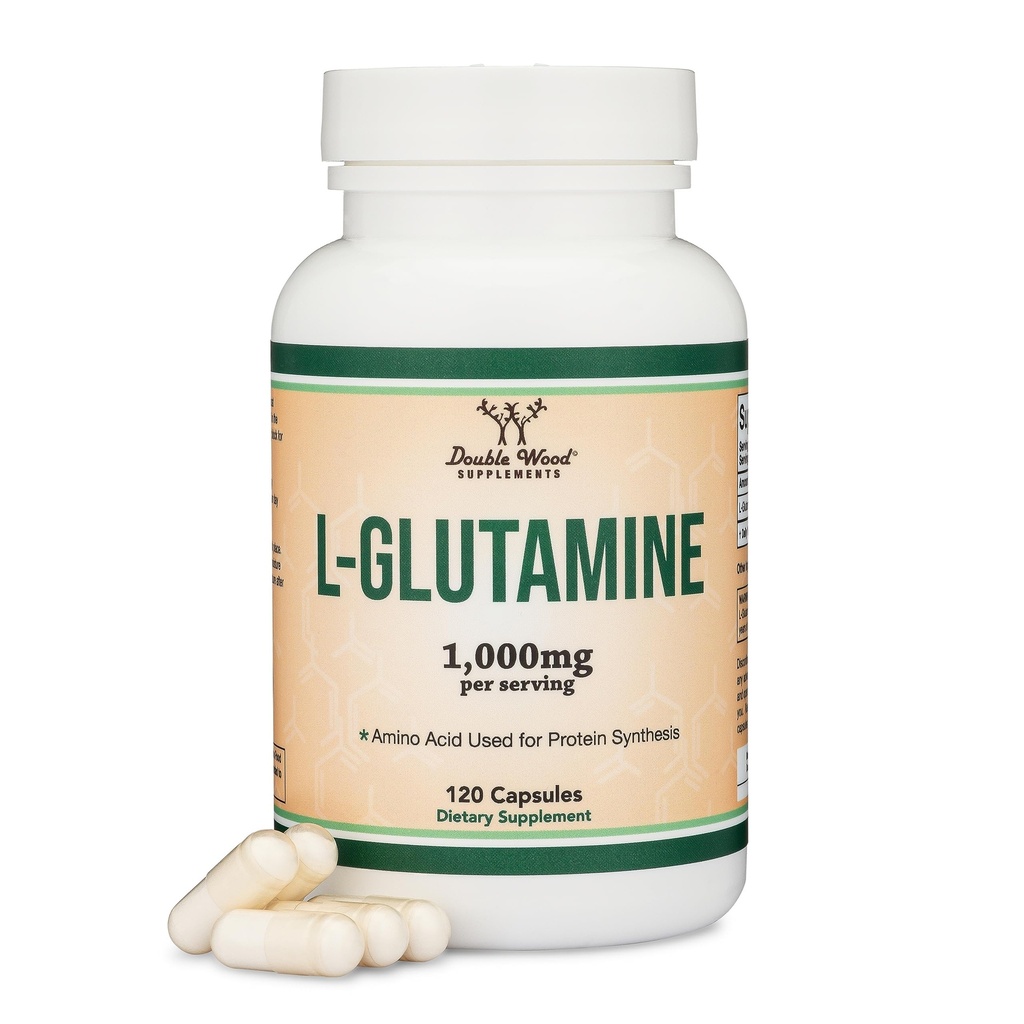 L Cápsulas de Glutamina - (1000mg Servings, 120 Cápsulas) Não-GMO, Glúten Livre, Keto Seguro, Vegan Friendly, Terceiro partido testado (para Endurance e Gut Saúde) por madeira dupla
