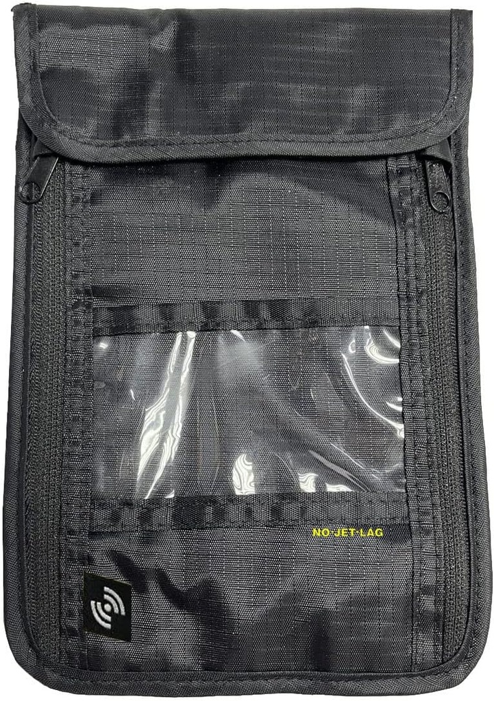 NO Jet Lag Travel Neck Pouch, Passaporte / Titular de dinheiro para viajar com tecnologia de bloqueio RFID, Hidden Travel Pouch para proteger dinheiro, cartões de crédito, telefones, essencial de viagem