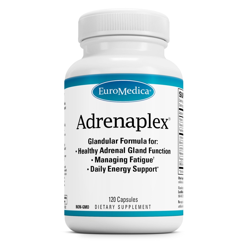 EuroMedica Adrenaplex - Adrenaplex Adrenal Gland Function Supplement - Glandular Support Supplement with Vitaminas C & B6 - Suporta Saudável Função Adrenal - Manter fora do alcance das crianças - 120 Cápsulas