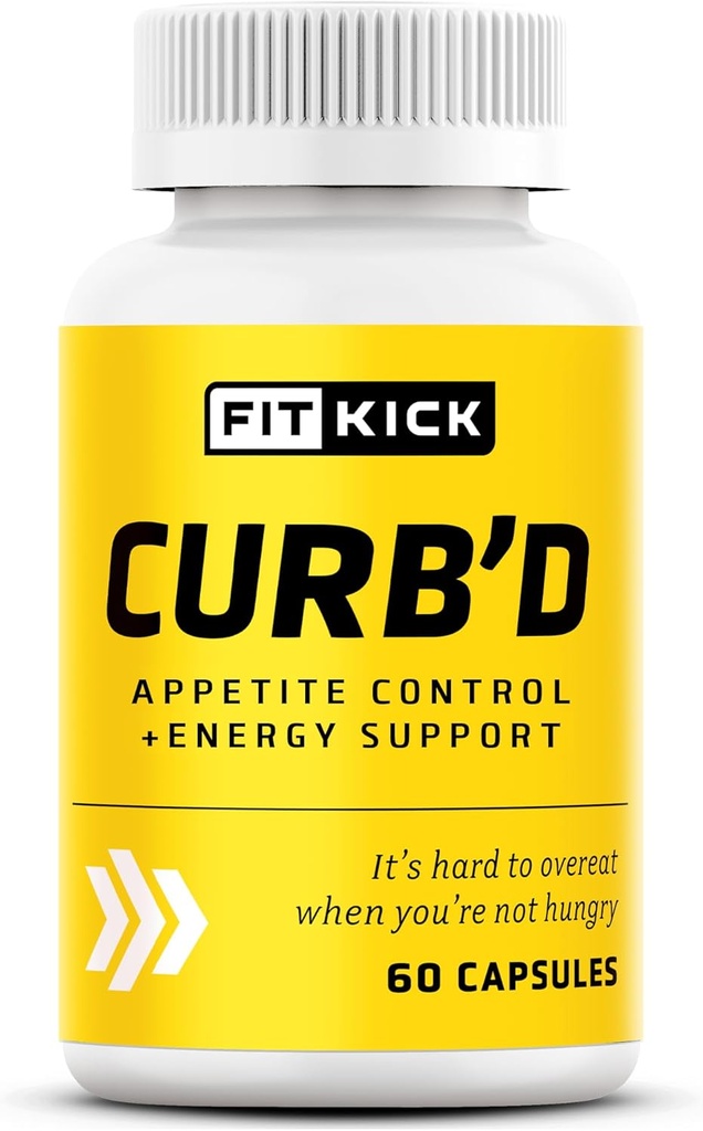 FITKICK Curb’D Cápsulas – Não-prescrição Appetite & suporte de desejo, Energia & Fórmula Focus com extratos naturais – framboesa cetonas, Verde café Bean & Citrus Aurantium – 60 Cápsulas Vegan
