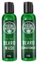Viking Revolution Tea Tree Beard Wash and Conditioner Conjunto para homens - Natural Beard amolecedor com óleo de Argan, vitamina E e Ginseng (5 Oz)