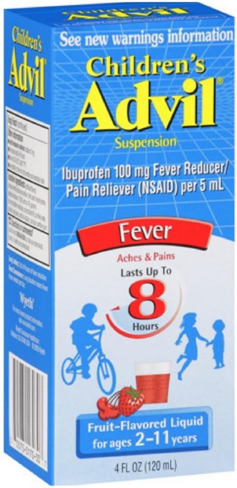 Advil Fruit Flavored Childrens Suspension Liquid, 4 onças -36 Pack
