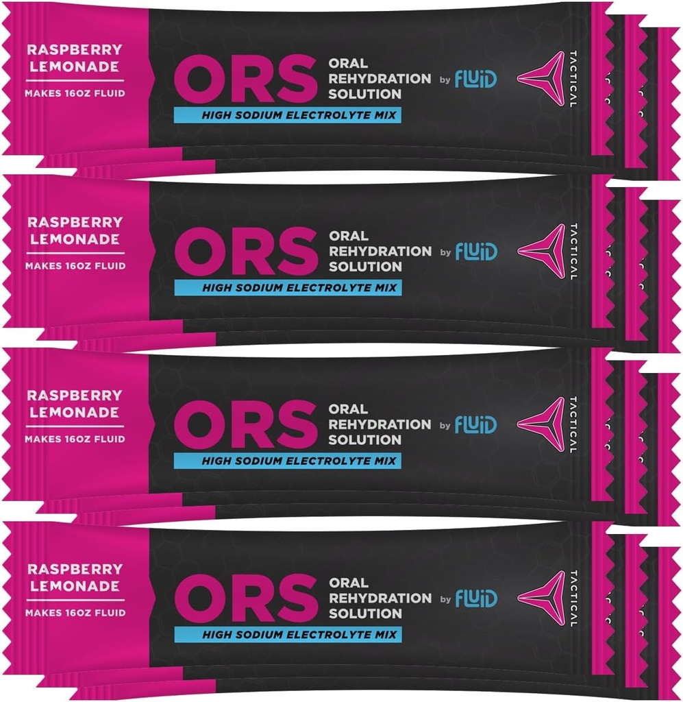 Fluid Tactical - Eletrolitos de Desidratação Extrema ORS, Limonada de Framboesa