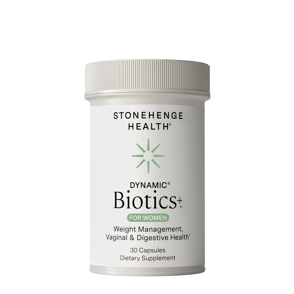 Stonehenge Health Probióticos 70 Bilhões UFC + 24 Strains, Prebiótico, Biotics Dinâmico+ para as mulheres, Nova Fórmula para Gestão de Peso, Suporte Digestivo e Vaginal, prateleira de liberação tardia estável não-GMO