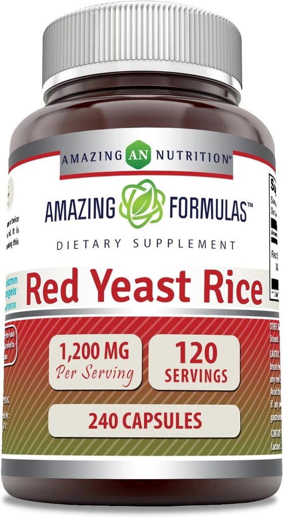 Fórmulas surpreendentes Vermelho Levedura Arroz 1200mg Por Servindo 240 Cápsulas Suplemento □ Não-GMO □ Gluten Free □ Made in USA