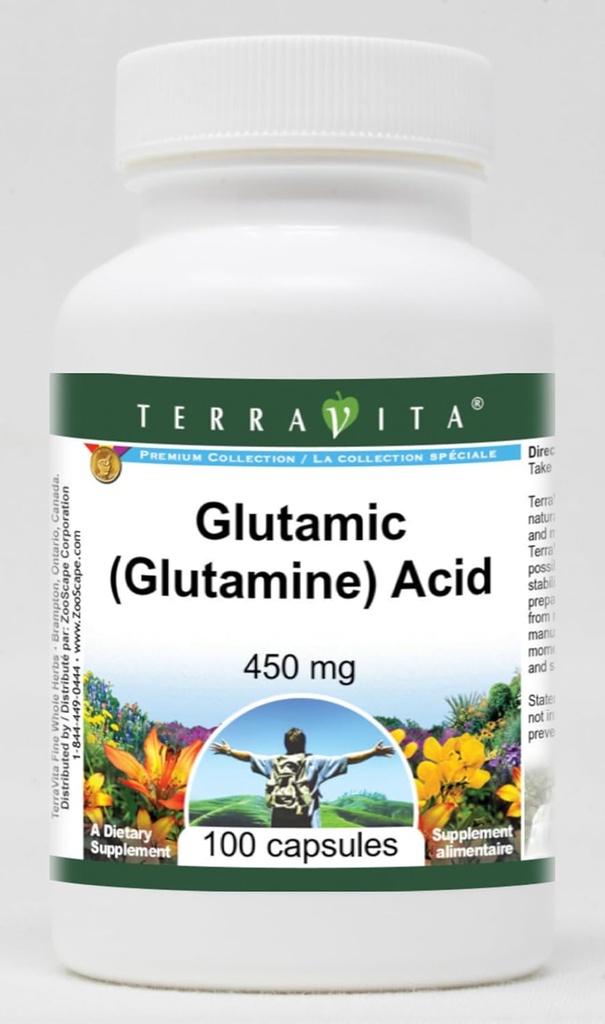 Ácido glutâmico (Glutamina) - 450 mg (100 Cápsulas, ZIN: 513331)