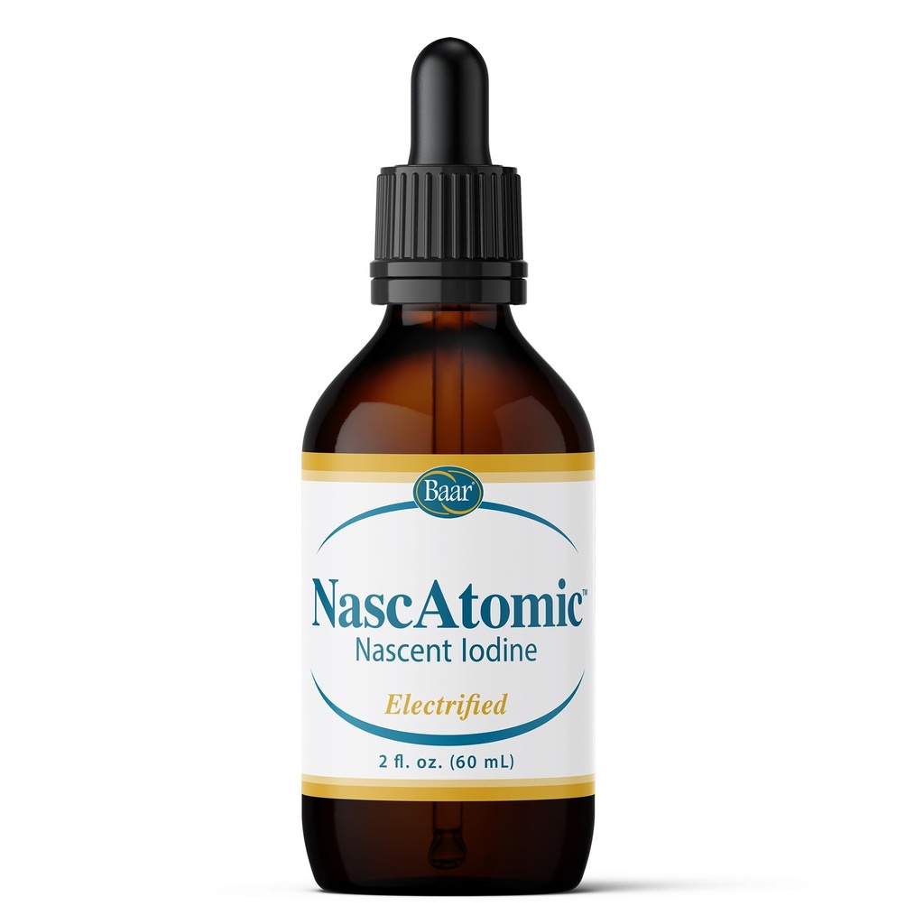 BAAR NascAtomic Electrificada Iodo Nascente Gotas Líquidas, Fórmula Potente de 2% para Energia, Vitalidade, Metabolismo Boost, Detox, Suporte Imune, Claridade Mental e Saúde da Tiróide, 2 fl oz (Pacote de 1)