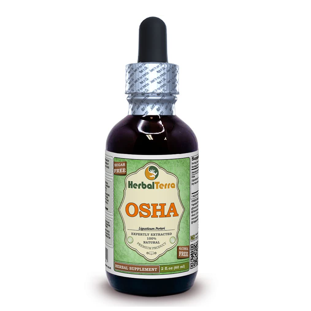 Herbal Terra LLC OSHA (Ligusticum Porteri) Glicerite, Raízes secas Extracto líquido sem álcool 2 onças