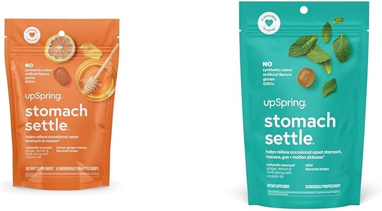 UpSpring estômago resolver gotas pacote com gengibre, limão - 55 Ct e 28 Ct