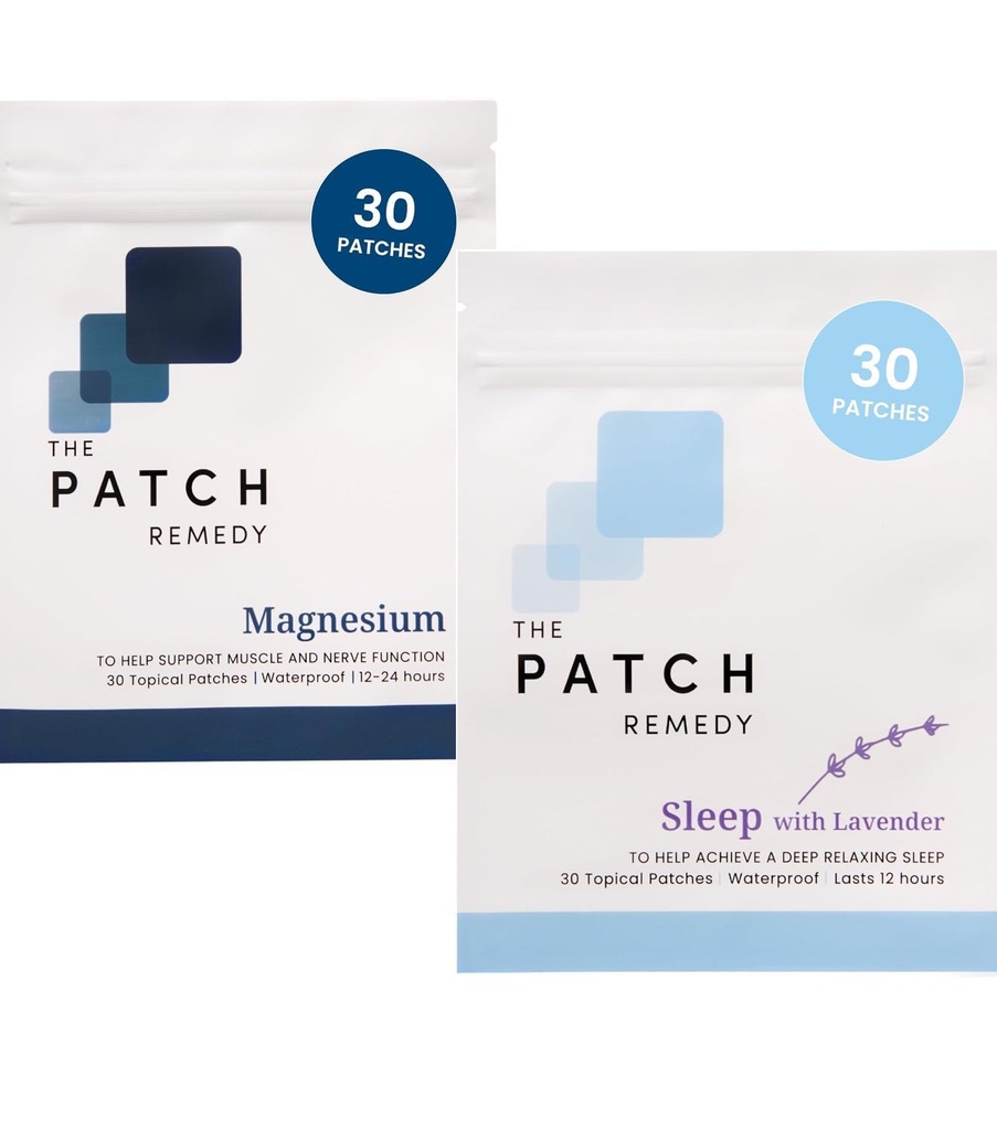 O pacote de repouso remedy patch & recuperação - (60 patches) Essential Evening Relaxation & Muscle Recovery Kit com patch de lavanda do sono e glicinate de magnésio Patch