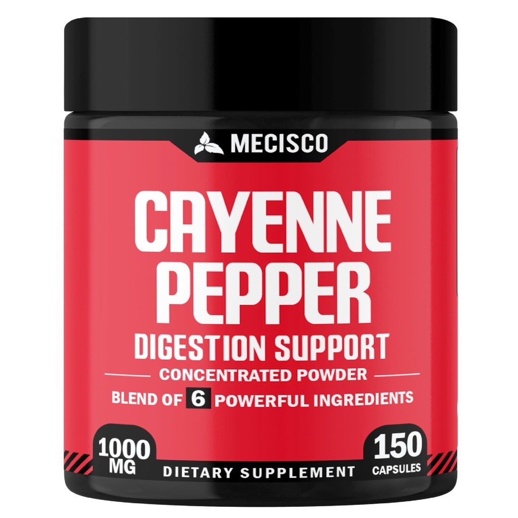 Cayenne Pepper Cápsulas com raiz de gengibre, raiz de beterraba, e pimenta preta e mais - 150 Cápsulas - 6in1