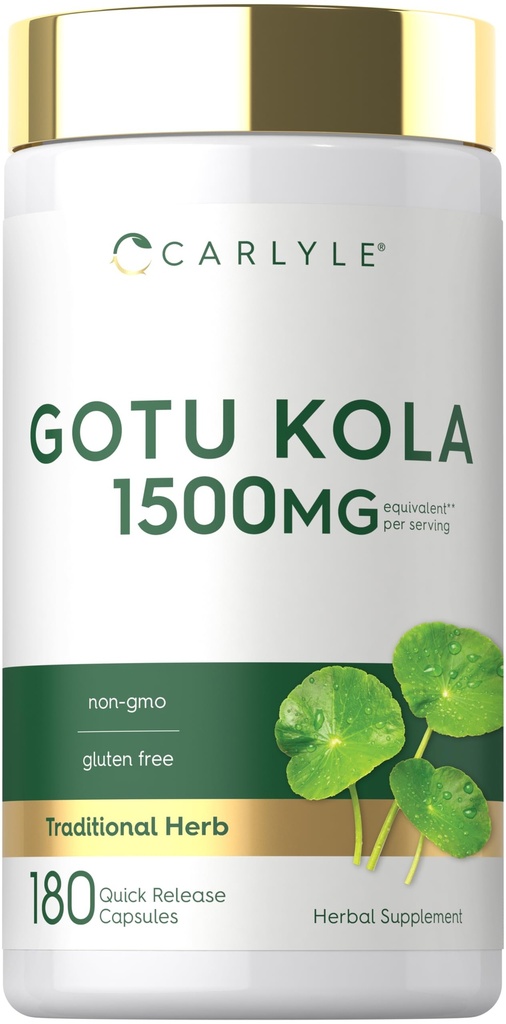 Carlyle Gotu Kola Cápsulas 1500mg □ 180 Contagem Não-GMO, Extrato de Erva Tradicional