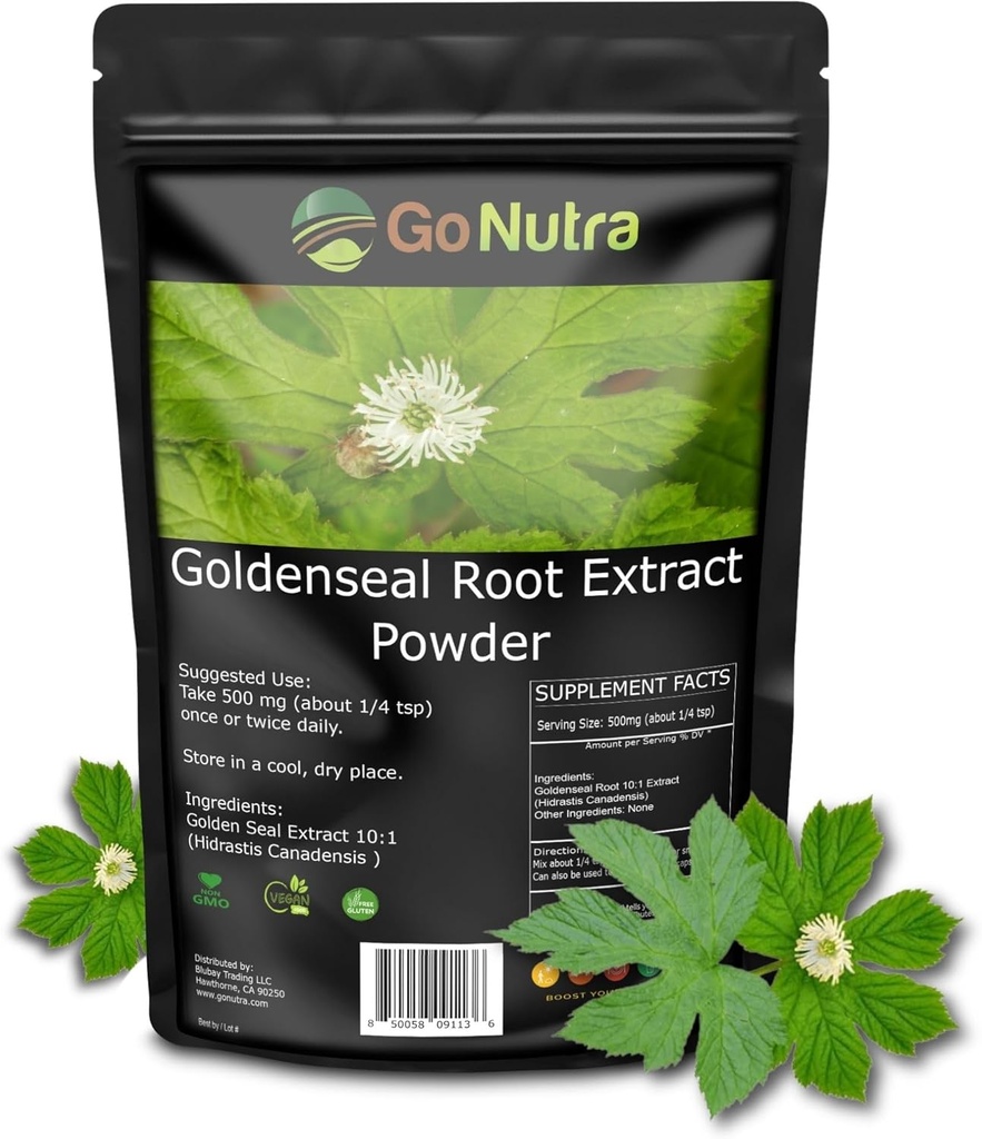 Ir Nutra Goldenseal Raiz Extrair Puro Pó Goldenseal Potent 10:1 Goldenseal Extract 4 onças. Suplemento de ervas Raiz de selo dourado