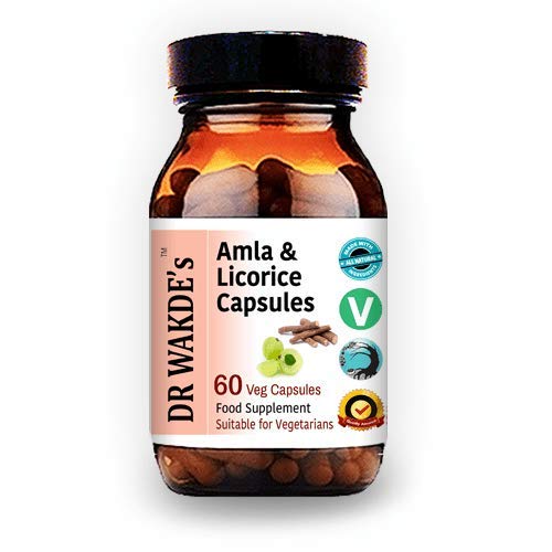 Cápsulas de Amla & Alcaçuz de DR WAKDE (60 Veg Caps, para indigestão ácida, Suplemento ayurvédico, Vegan, Herbal, Tudo Natural, Feito no Reino Unido)