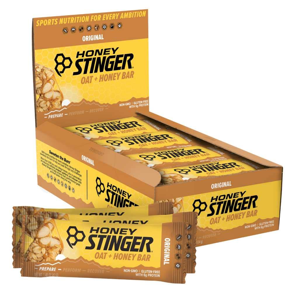 Honey Stinger Oat + Honey Bar, Original, Alimentos embalados de energia para preparar para exercício, resistência e desempenho, Sports Nutrition Snack Bar, Pré-treino, Proteína, Glúten Livre, Caixa de 12
