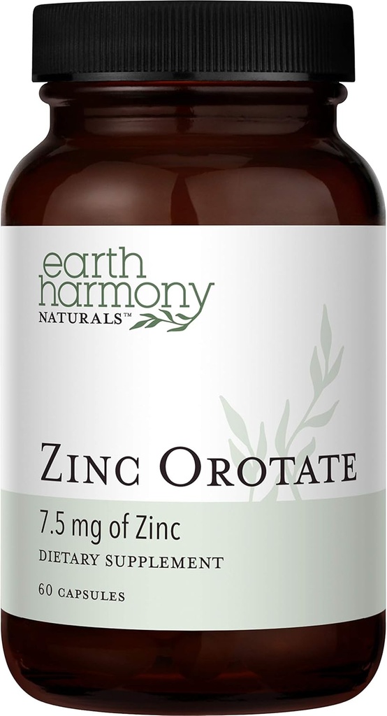 Zinc Orotate 7.5mg Vegan Supplement - Fortes Propriedades antioxidantes Suporte Imune System Function, Energy and Metabolism - Fígado, Osso, Joint & Heart Health - Não-GMO & Gluten Free - 60 Cápsulas