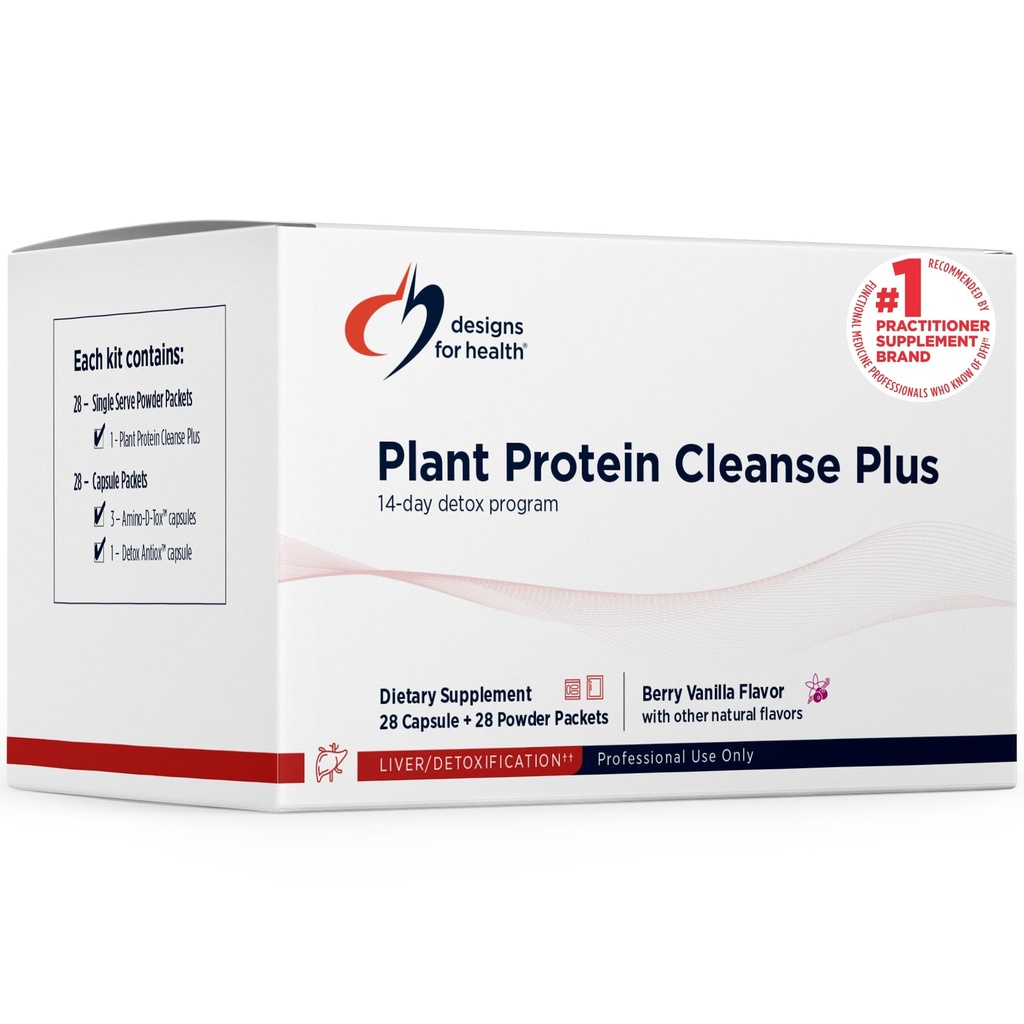 Designs para proteína vegetal saudável Cleanse Plus 14 Dia Programa de Detox - Promove função hepática saudável + Limpeza metabólica com antioxidantes + ervas, vegetariana (28 bebida em pó de proteína + pacotes de vitamina)