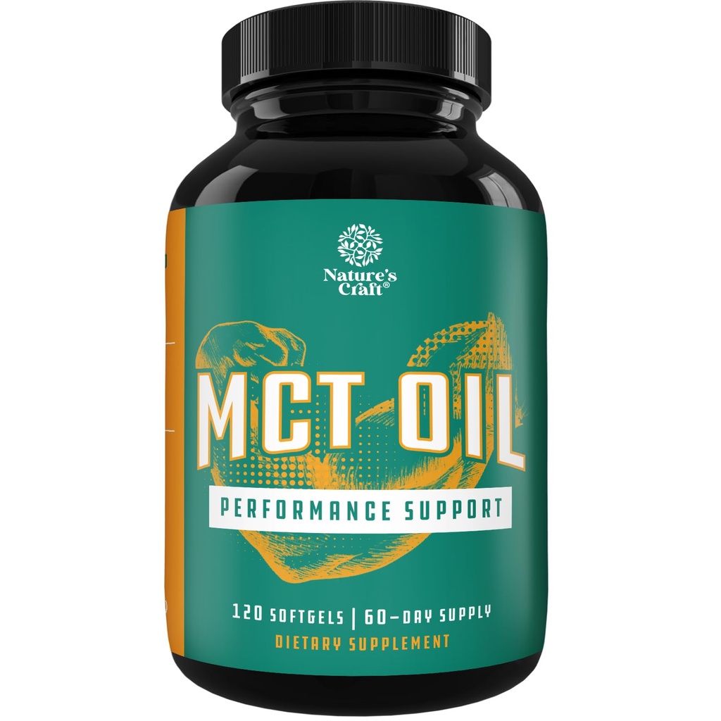 C8 MCT Oil Softgels - Triglicerídeos de cadeia média MCT Coconut Oil Supplement with Caprylic/Capric Triglicerides for Body Sculpting, Enhanced Energy & Stamina - Keto Supplements for Weight Loss - 120 Ct
