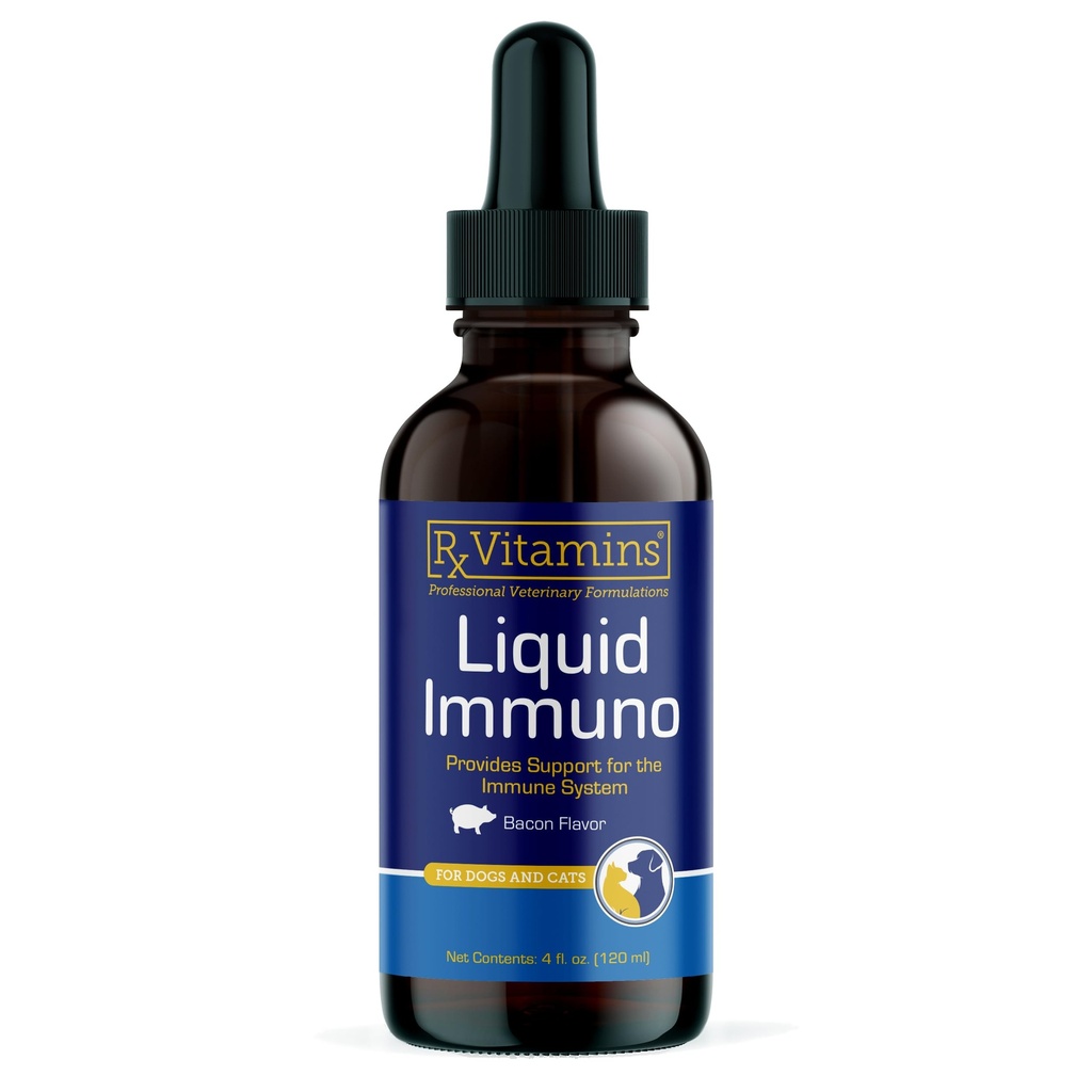 Rx Vitaminas Líquido Immuno Dog & Cat Imune Support - Reishi Mushroom Supplement for Dogs & Cats Plus L-Lysine - Suplementos Oculares Ideal, Suplementos de Immunity Booster para Animais de estimação - 4 onças