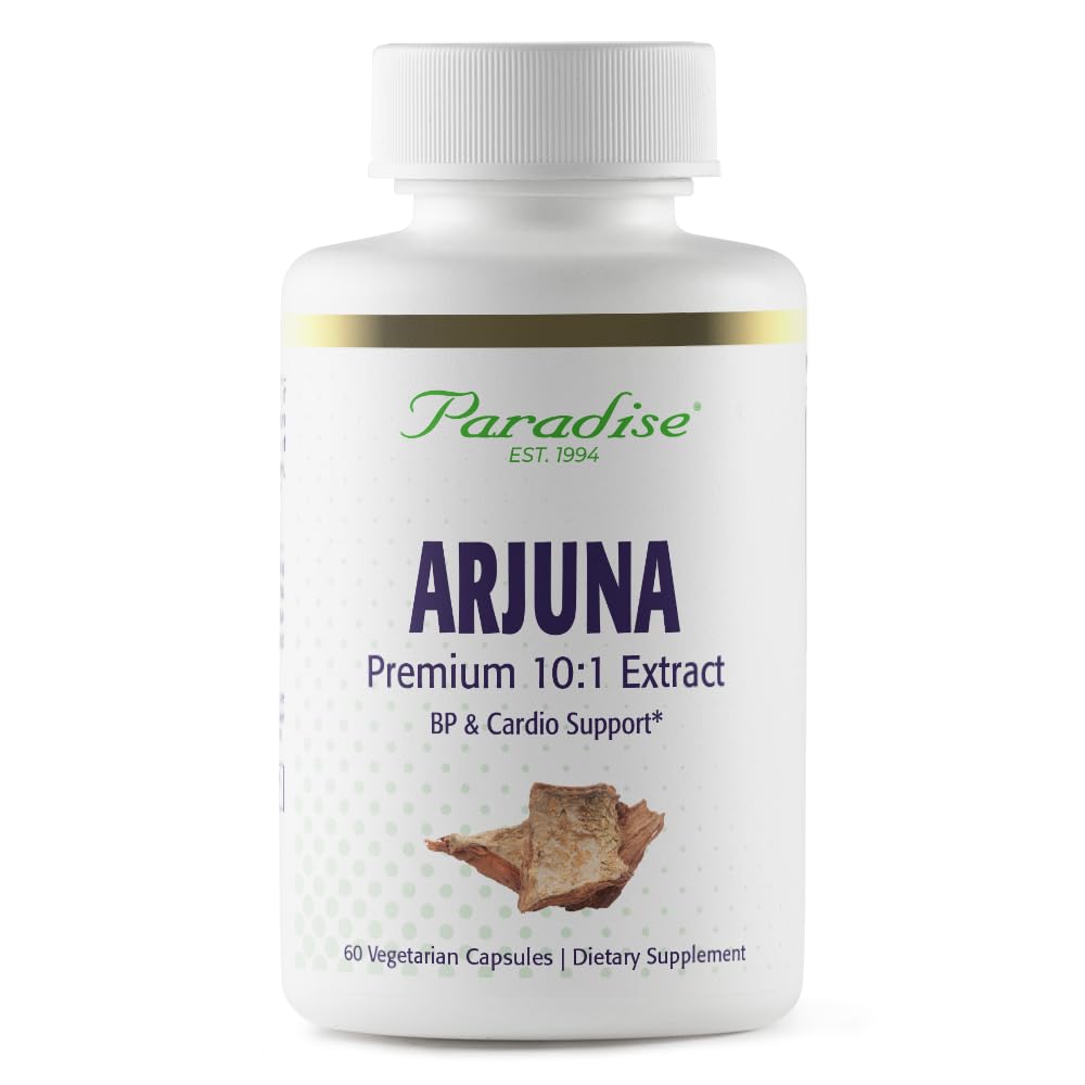 Paradise Herbs Arjuna, Suporte cardiovascular, Manutenção da pressão arterial, Saúde do coração, Suplemento antioxidante, Vegan, Não-GMO, Gluten Free, 60 Cápsulas vegetarianas