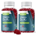 VITEEY Vitamina D3 K2 Gummies - 1000 UI Vitamina D3 e K2 100mcg - Saúde óssea e do coração para adultos e adolescentes - Vegetariano, Gelatina livre, GMO livre - Saboroso mastigado D3K2 Vitaminas Morango Gummy saborosa