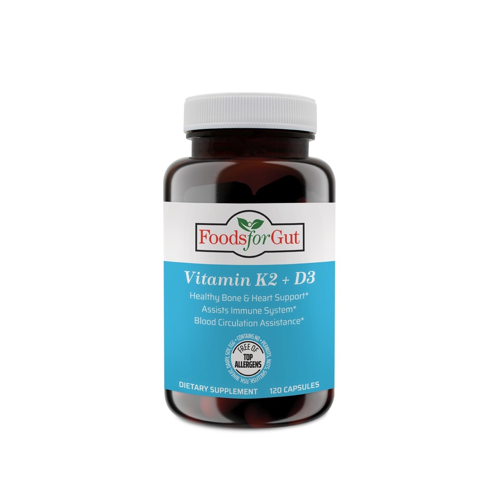 Vitamina K2 (MK7) D3 & BioPerine® Extrato de Pimenta Negra (S) 120 Cápsulas (S) Livre de Alérgenos Superiores (S) Saúde Óssea (Sr.