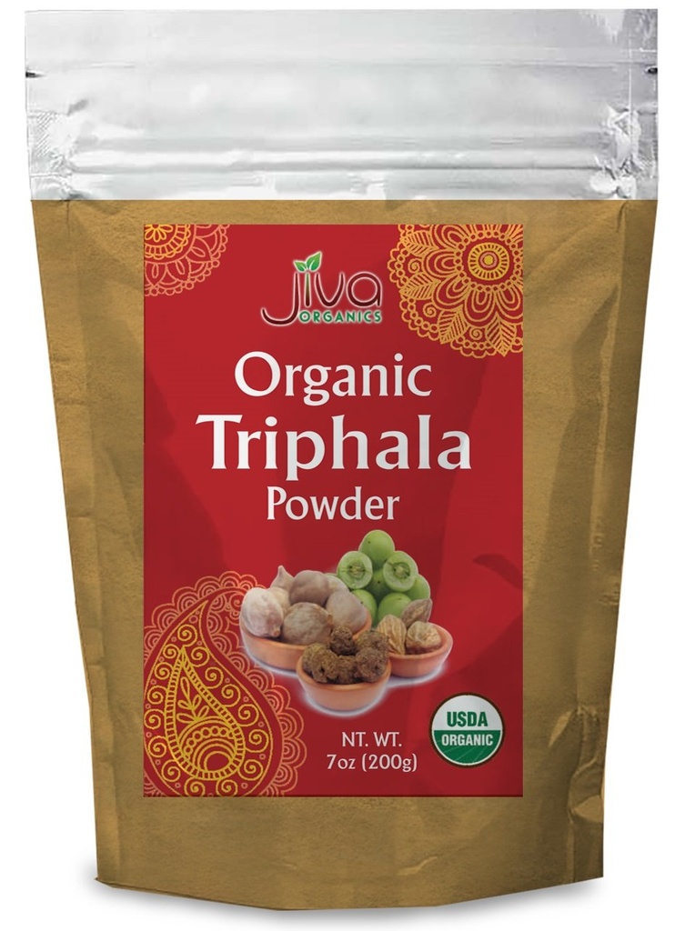 Jiva Organics Triphala Organic Powder 7 Bolsa de Onça - Amla terra, Bhibitaki, e Haritaki frutas misturados, 100% natural e não-GMO
