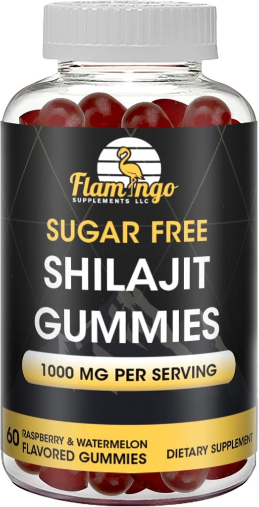 Açúcar sem pastilhas Shilajit (1000mg servindo)- Natural Himalaia orgânico ácido fulvico Shilajit Suplemento para homens e mulheres -60 chiclete mastiga