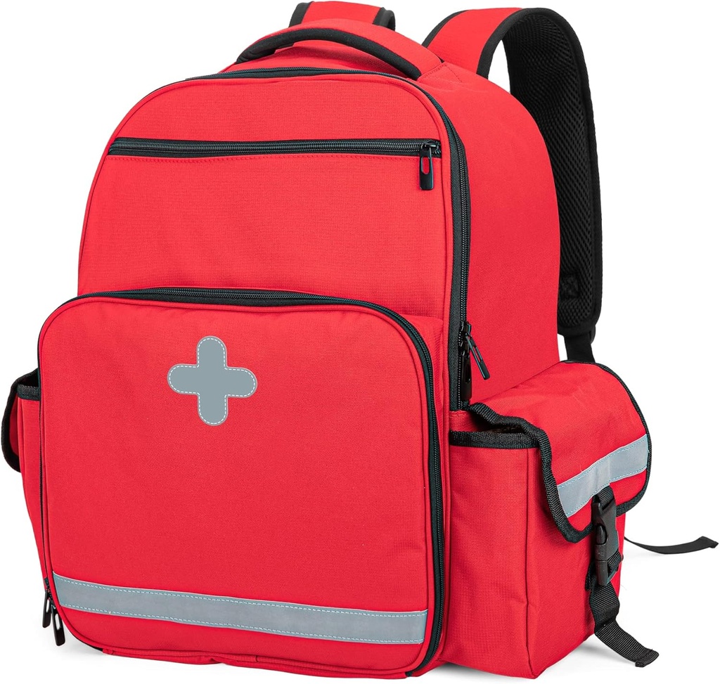CURMIO Emergency Medical Backpack Empty, First Responder EMT Bag for EMS, Camping, Caminhadas, Home Health, Viagens de campo, Vermelho (Bag Only, Patented Design)