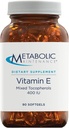 Complexo Metabólico de Manutenção de Vitamina E (Tocoferóis Misturados) 400 UI com D-Alpha D-Beta D-Gamma + Suplemento D-Delpha - Suporte Cardiovascular + Antioxidante (90 Cápsulas)