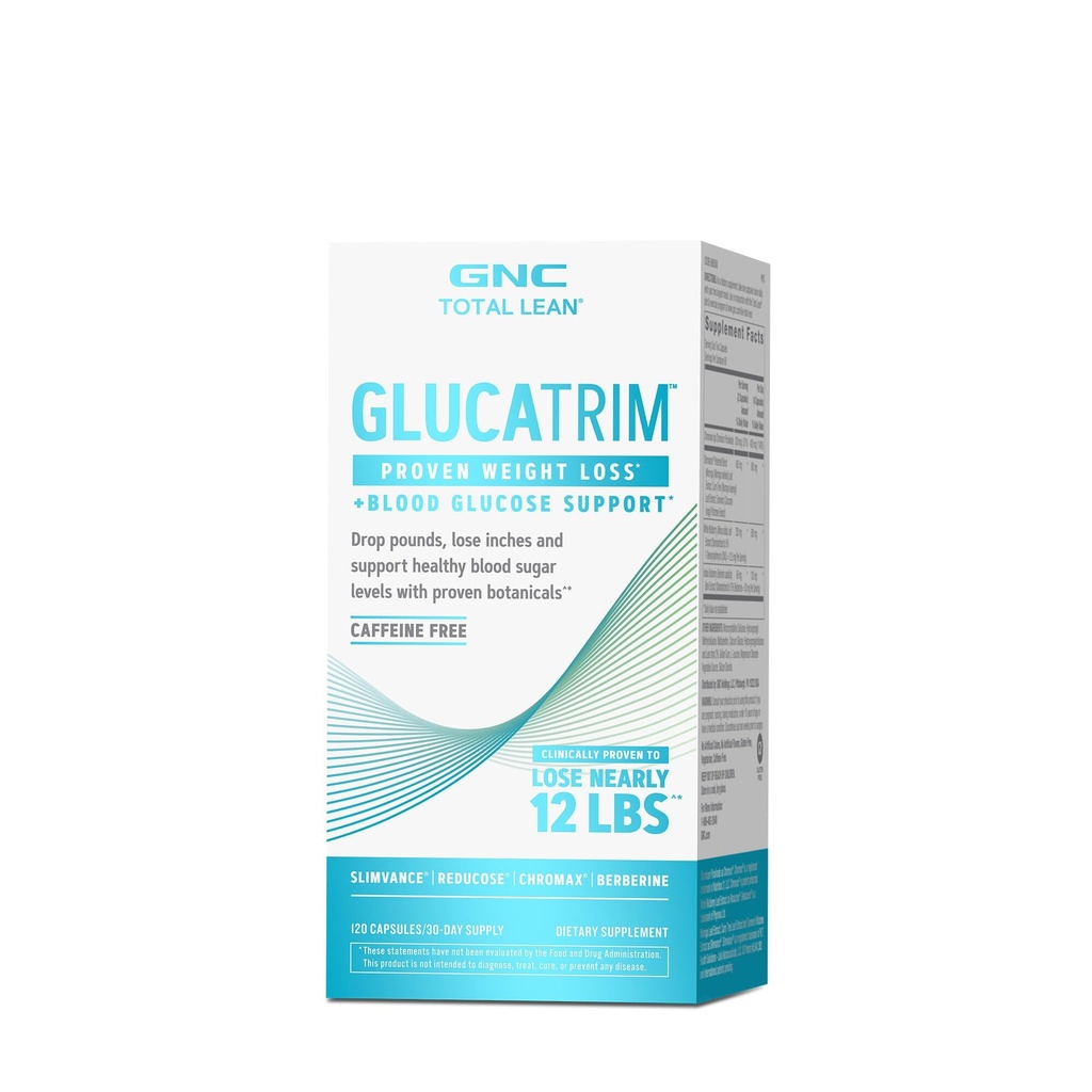 GNC Total Lean GlucaTrim, 120 Cápsulas, Cafeína Livre, 60 Servidores