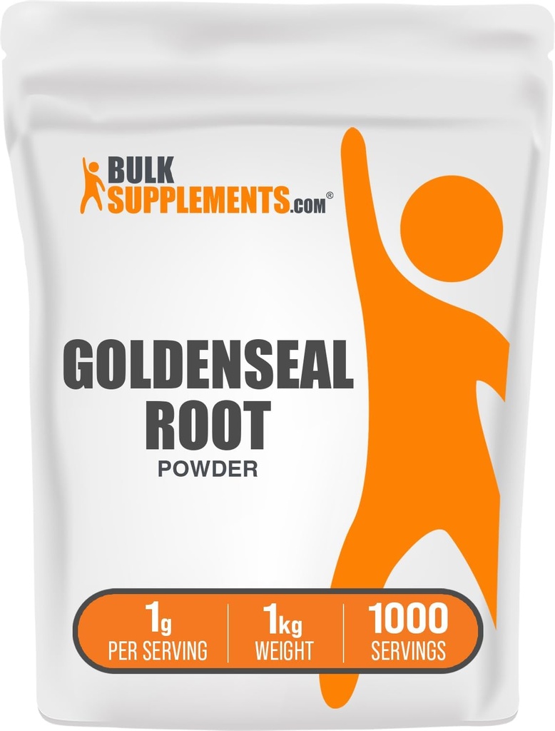 BulkSuplementos.com Goldenseal Powder - Suplemento de ervas, Fonte de Goldenseal Root - Vegan & Gluten Free, 1g por serviço, 1kg (2,2 lbs) (Pack of 1)