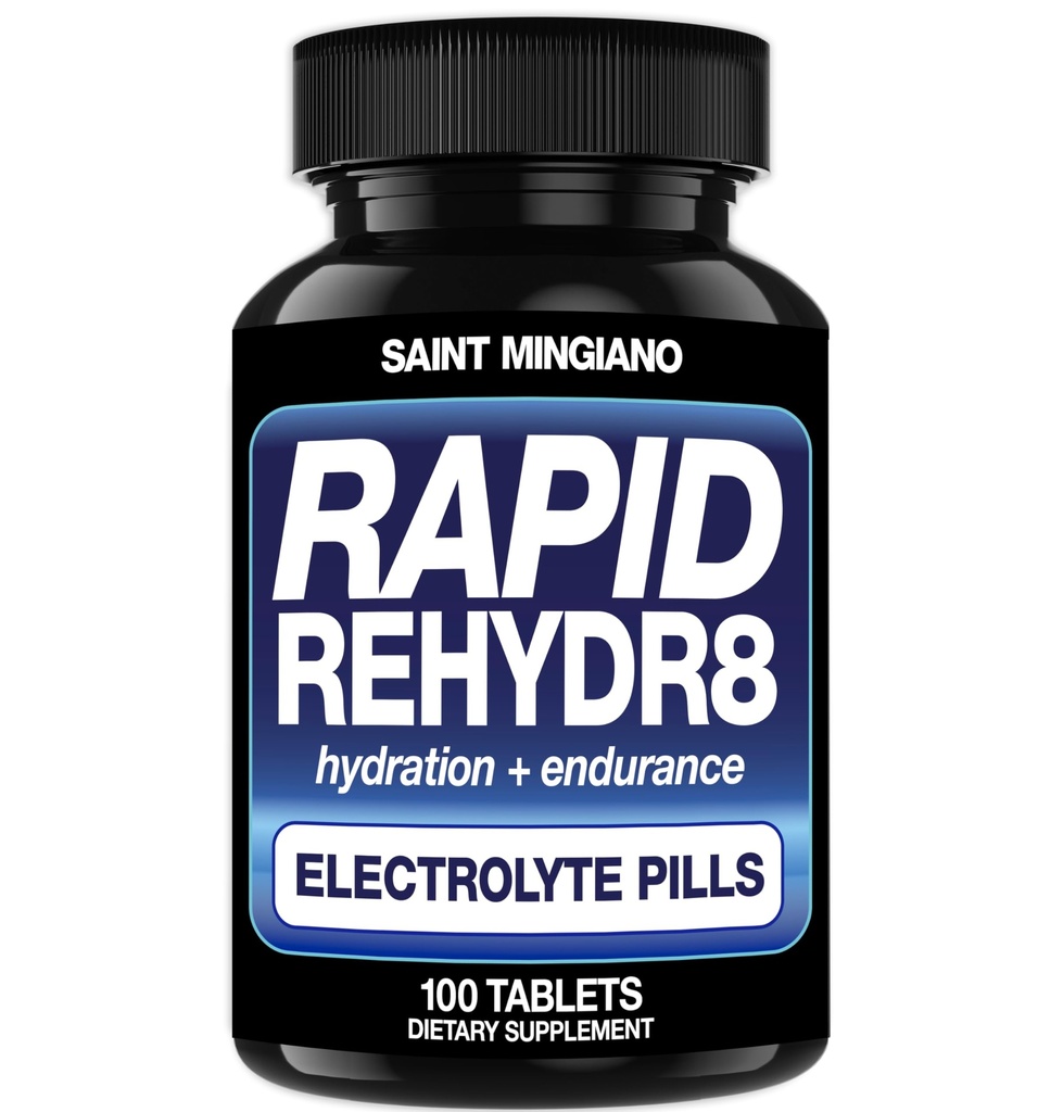 Rapid Rehyd8 Eletrolyte Tablets 100 Cápsulas – Hydration Pills Ajuda na prevenção de Cramping e suporta resistência muscular e recuperação - 100 Cápsulas fáceis de engolir