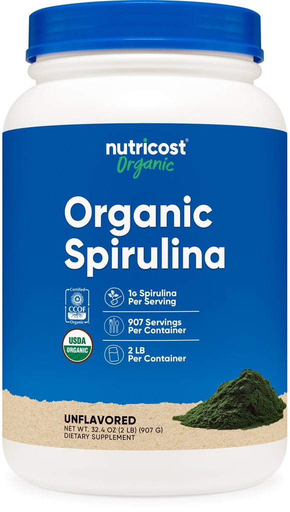 Nutricost espirulina orgânica pó 2 LB - pura, certificada espirulina orgânica