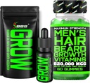 Kit de crescimento de barba w/Grow XXL Óleo de barba/Serum para o crescimento do cabelo facial para homens + força máxima 620,000mcg 14-em-1 BIOTIN Vitaminas de crescimento do cabelo facial para homens - Formulado na América