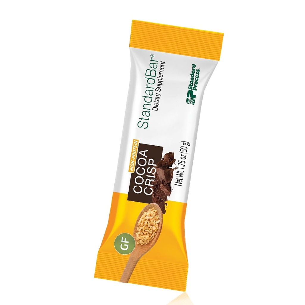 Standard Process StandardBar - Barra de alimentos para suporte energético diário - Barra de nutrição com carboidratos e proteína - Lanche de treino - Cocoa Crisp, 18 Pack