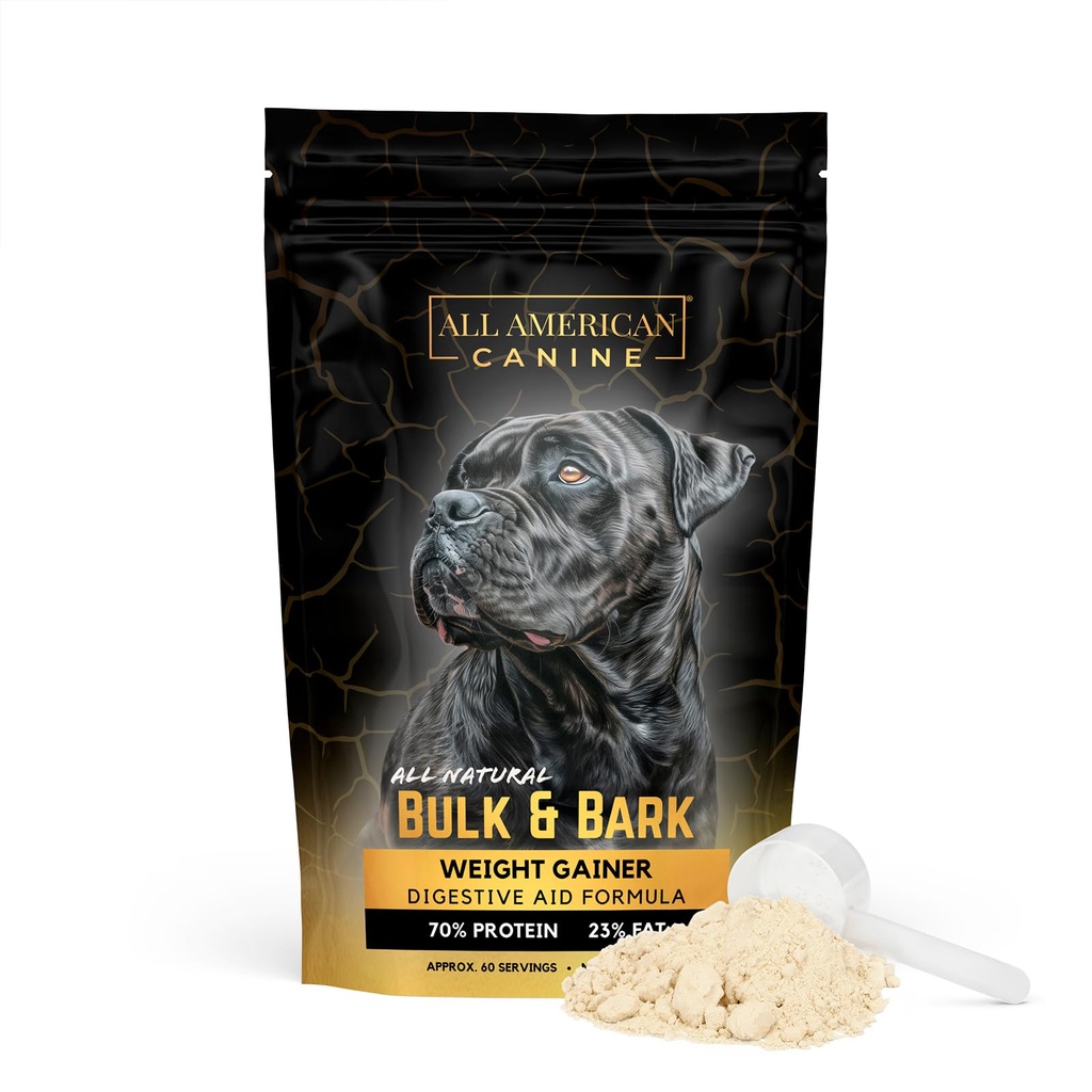 Dog Weight Gainer + Digestive Aid Formula, Suplemento de Saúde Natural Topper Alimentar, Suplementos de ganho de peso para cães, & Dog Muscle Builder - 60 Servings