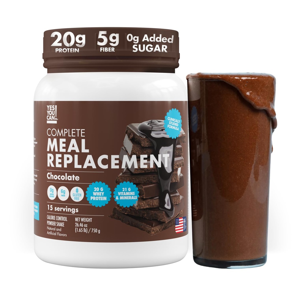 Sim, podes! Shake de substituição de refeições - 20G Protein, 5G Fiber, 21 Vitaminas & Minerals, 0G Adicionado de açúcar - Refeição substituto de proteína em pó - Nutrição completa em um - 15 Servões (chocolate)
