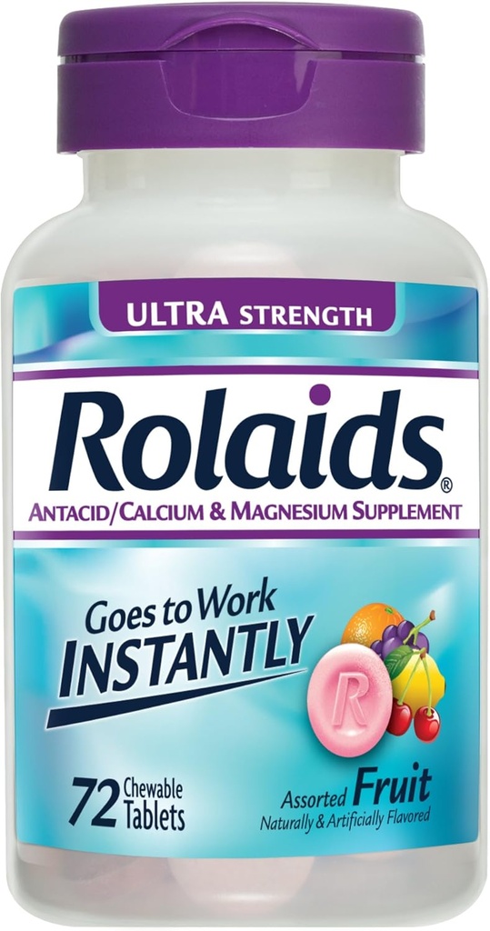 Rolads Antiácido Cálcio e Magnésio Suplemento Comprimidos Ultra-Forte, Frutas 72 ea