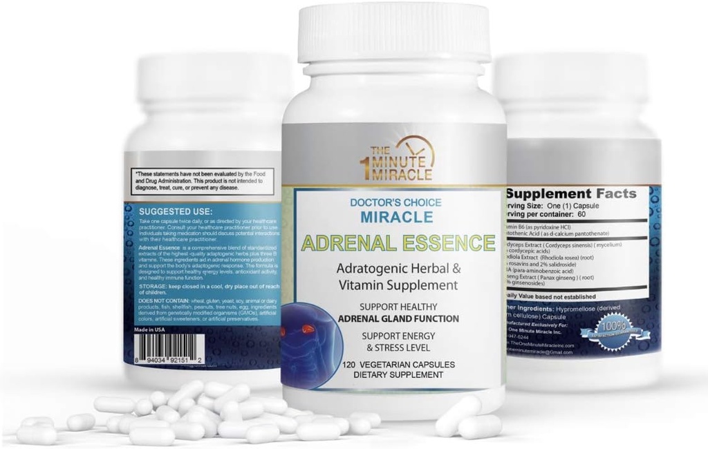 Miracle Adrenal Essência escolha do médico - Adratogenic Herbal & Vitaminas Suplemento