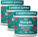 Simplesmente Blossom Nutrition Daily Greens & Superfood Powder + Colágeno + Probióticos para a Saúde Digestiva da Mulher & Bloating Alief. Ajude sua saúde Bloom - 3 meses de abastecimento - melancia