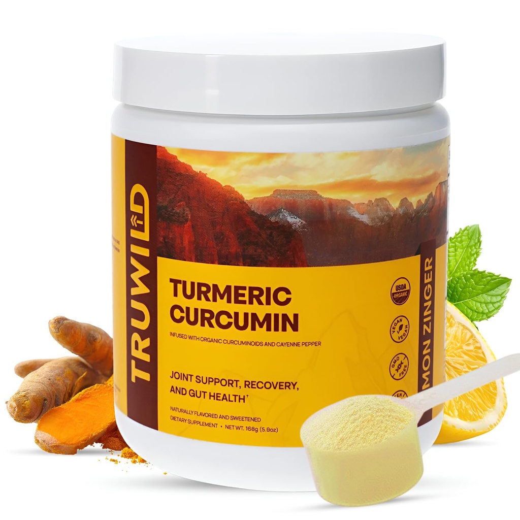 TruWild Vegan Curcumin Curcumin Beber Misture Pó com Curcuminoides Orgânicos Ginger Pimenta Preto para apoiar bem-estar e saúde conjunta, Todos Natural Made in USA, 20 Servings