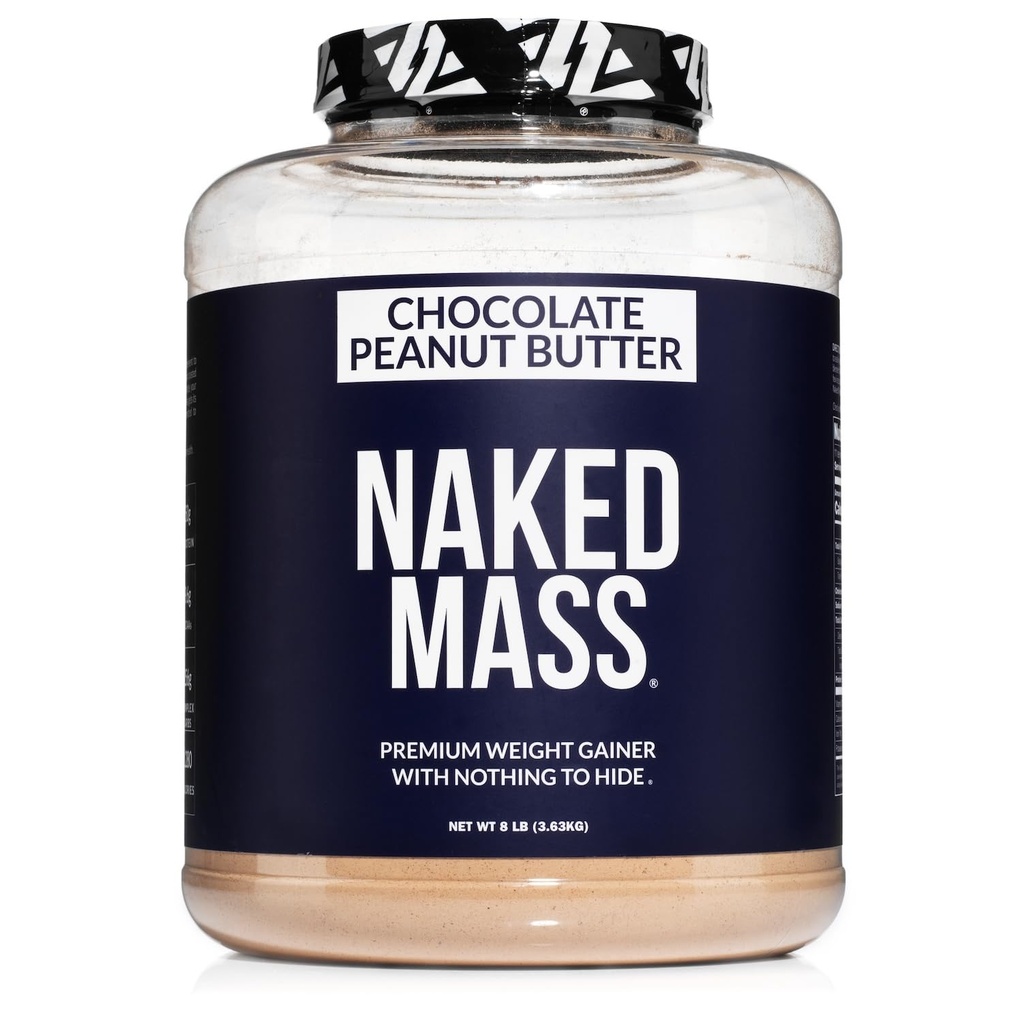 Massa de manteiga de amendoim de chocolate nu - 1.280 calorias, proteína 50G, nada artificial. Todos os pesos naturais Gainer Protein Powder - 8Lb Bulk, OGM livre, sem glúten e soja livre