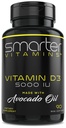 Vitamina D3 5000 UI mais inteligente em óleo de abacate 125mcg - 90 Mini Softgels