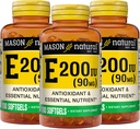 MASON NATURAL Vitamina E 90 mg (200 UI) - Antioxidante e Nutriente Essencial, Sistema Imune Saudável, Pele e Olhos, Suplemento Corpo inteiro, 100 Softgels (Pacote de 3)