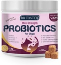 Probióticos para cães - Dog Probióticos para Saúde Digestiva, Prebiótico, Enzimas Digestivas para cães com abóbora, Omega-3, Gut de apoio, Imune, Diarréia, 120 mastigação suave