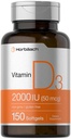 Horbaach Vitamina D3 2000UI Softgels □ 150 Contagem > 50mcg Cholecalciferol
