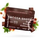 SGC Concentração mais alta 100mg de cafeína por chiclete, 2 chicletes por embalagem, 6-Pack Mocca Shots Sugar-Free Strawberry Plant-Based nootropic Instant Energy with Ginkgo biloba, Theobromine.