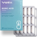 VWELL Ácido Bórico Supositórios Vaginais - Mantém e Equilibra pH vaginal saudável e microbioma para gerenciar Odor Itch Irritação Intimidade Queimando - Médicos Recomendado (Um Tamanho, 30, Contagem)